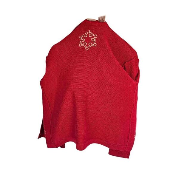 Bobbie Brooks Women’s M Christmas Sweater Cardigan Red Snowflake Beaded Holiday - Picture 8 of 12